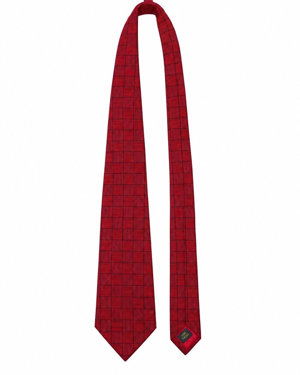 Christian Tyler Men’s Red Black Geometric Necktie Textured Basketweave UK Made